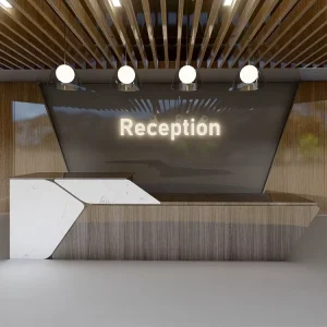 Attractive and Useful Reception Counter Front Desk Retail Service Counter Beauty Salon Table Office Desk with logo for Sale