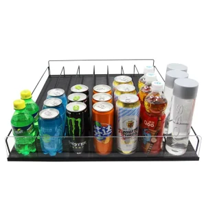 Auto-Feed Cooler Drink Display Rack with Rolling Metal Shelf and Plastic Roller Track 40L Capacity