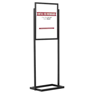 B2 50*70cm Metal Advertising Board Floor Sign Holder Menu Poster Stand Slide-In Frame Silver/Black Anti-Wind