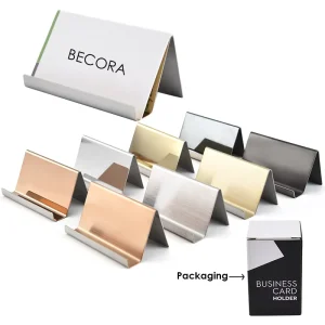 BECORA Rectangle 304 Stainless Steel Business Card Holder Durable Multi Functional Card Display Stand Office Decor Accessory