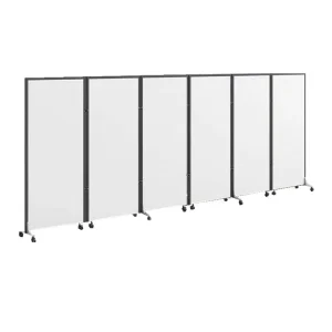 BGST 6 Panel Foldable Room Divider Modern Design Opaque Privacy Screen 6FT X 200″ Fabric Partition for Office Use