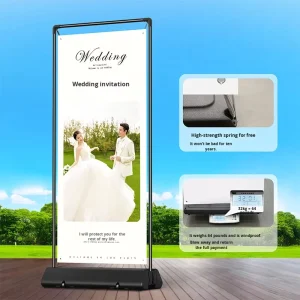 BOZE Easy hang Treasure Windproof Door Type 80cmx180cm Movable Retractable Roll Up Banner Vertical Water Filled Display