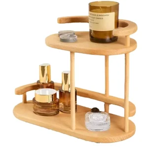 Bamboo 2-Tier Shampoo Storage Bathroom Organizer Corner Shelf Shower Caddy