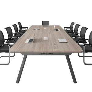 Bamboo Multi-Person Conference and Negotiation Table with Chairs