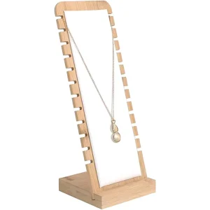 Bamboo Necklace Display Stand and Wooden Jewelry Rack for Retail Stores