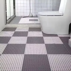 Bathroom Anti-Slip Click-Installation PP Floor Mat with 3D Design