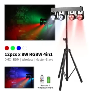 Battery Stage Led Lights 4 Heads Par Light DMX512 Remote Control Par Light Dj Equipment Lighting System with Stand