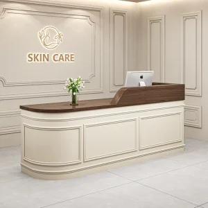 Beauty Salon Display Corner Minimalist Wood Milk Tea Shop Counter Table Women’s Clothing Store Reception Desk Apparel Store