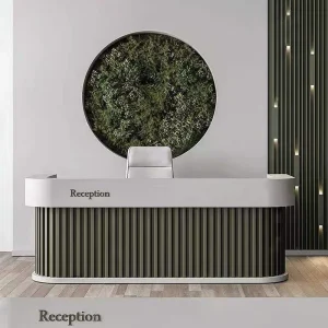 Beauty Salon Reception Desk Counter with Gold Spa Counter