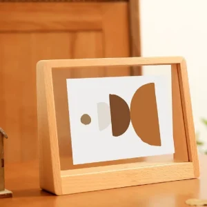 Beech Solid Wood Photo Frame with Wooden Base and Display Stand, 6-8 Inch