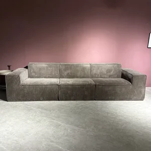 Beige 2-3 Seat Modular Sectional Sofa Velvet Fabric Wood Frame