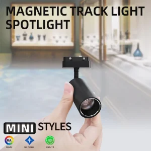 Black 3W Mini Magnetic LED COB Aluminum Showcase Tracklight for Jewelry Display Cabinet