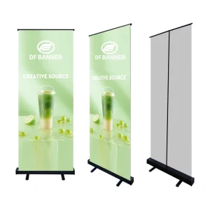 Black Aluminum Double-Sided Retractable Roll-Up Banner Stand