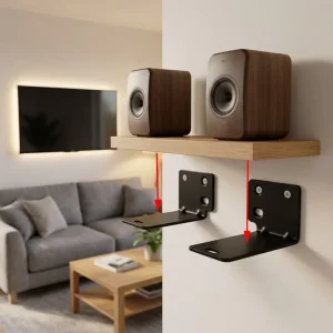Black Carbon Steel Metal Wall Mount Speaker Bracket with Powder Coating
