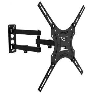 Black Cold Rolled Steel Full Motion LCD LED TV Wall Mount Bracket for 32-55 Inch TVs, 400×400 mm VESA