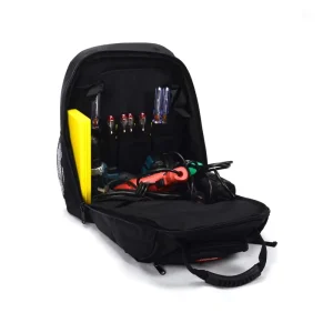 Black Electrical Open Top Tool Bag 20cm Waterproof Zipper 150 Lbs Capacity Portable 30-34 Pockets Storage