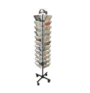 Black Floor Card Display Racks Stand Revolving Pamphlet Spinner Metal Brochure Rack