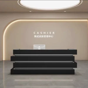 Black LED Reception Desk with Light for Salon or Clothing Shop