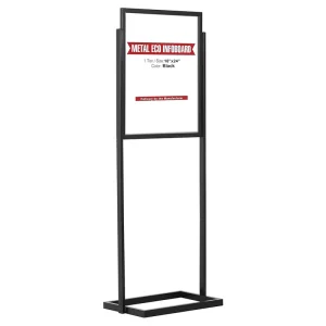 Black Metal Slide-In Poster Sign Holder, 1-Tier Double-Sided Floor-Standing Display