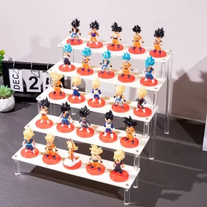 Black Multi-Tier Acrylic Figurine Ladder Display Shelf for Blind Boxes