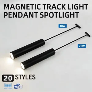 Black Pendant Linear Magnetic Track Spotlight Dimmable Surface Mounted Aluminum