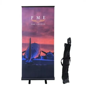 Black Roll-Up Banner Cassette with Scrolling, 85x200cm