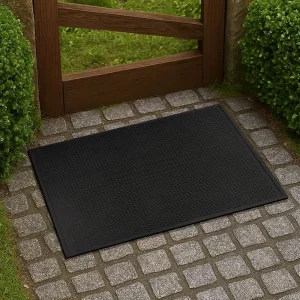 Black Rubber Washable Non-Slip Anti-Fatigue Floor Mat for Kitchen Drainage and Wet Areas