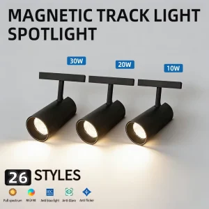 Black Ultra Thin Magnetic Suction Spotlight Indoor Rail Light 48V Magnetic Light for Office School Mall Shop Showroom