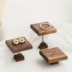 Black Walnut Wood Jewelry Display Storage Rack for Earrings and Rings