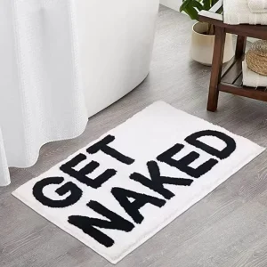 Black Waterproof Anti-Slip Tufted Bathroom Floor Mat for Home and Hotel Use