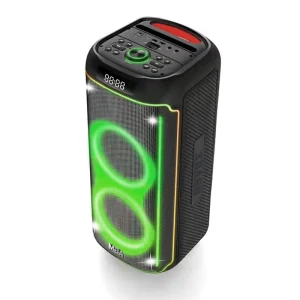 Bluetooth PA Speaker System with Two Wireless Microphones, Subwoofer and Tweeter, Remote
