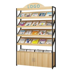 Book Catalog Brochure Magazine Newspaper Rack with Cabinet