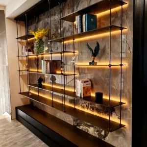 Book Storage Display Rack Modular Metal Aluminum Frame with Light System
