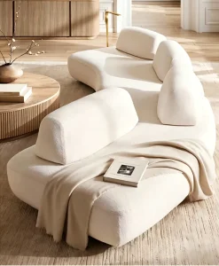Boucle White Minimalist Nordic Modular Curved Modern Sectional Sofa Set for Living Room Luxury Lounge