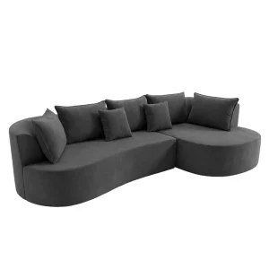 Boxed Sofas Vacuum Packed Chenille Curved Sofa Boneless Sofa Home Use Cloud Sofa 6 Seat Sofa Foam Filled Modular Sofa