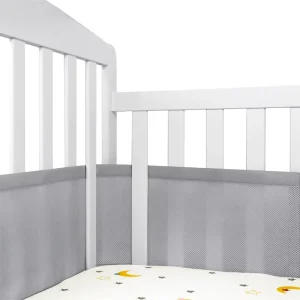 Breathable Mesh Crib Liner for Protecting Baby Legs and Arms 3mm Breathable Mesh Liner Around 3 or 4 Side Full Size Crib