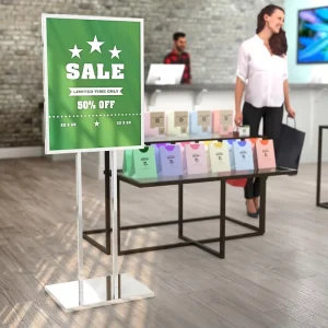 Bulletin Sign Holder Rack 22 x 28 Inch Frame Heavy-Duty Raised Base Floor Poster Display Stand