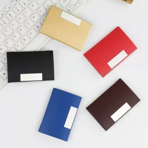 Business Card Case Slim Metal Pocket with Magnetic Shut PU Leather Name Card Holder Promotional & Business Gift