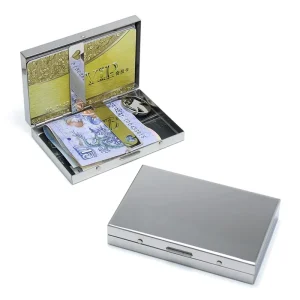 Business Gifts Card Case Wallet Box Holder Silver Cross Credit Bank Stainless Steel Metal Fancy Business Card Holder for Men