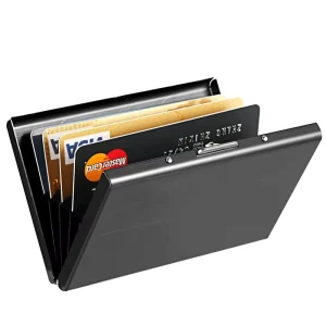 Business ID Card Holder Stainless Steel Metal Fine Card Holder with Button Closure Convenient Pocket Access