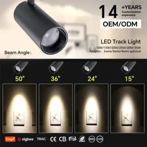 CCT Adjustable COB Track Light 30W Full Aluminum Factory Manufactured Spotlight SAA RoHS Flicker-Free