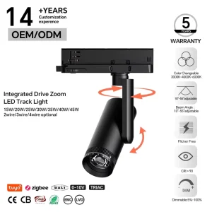 COB LED Track Spotlight 10 55° Zoomable Dimmable for Gallery Showroom