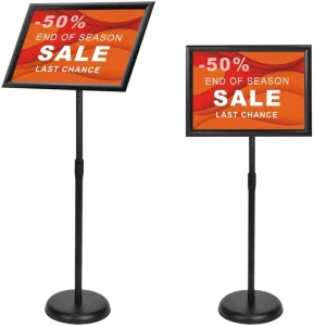 CYDISPLAY Foldable Aluminium A3 Poster Stand Advertising Single Sided Board 360 Floor Standing Sign Holder Adjustable Height