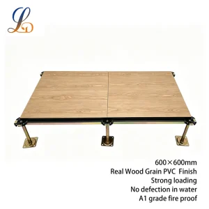 Calcium Sulfate Wood Grain Modern Hospital Raised Floor A Class Fireproof PVC Commercial Office Flooring Adjustable Support
