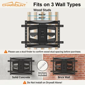 Cantilever TV Wall Mount Cold-Rolled Steel Full Motion Bracket for 40″-85″ LCD Screens, VESA 600x400mm, 60kg Capacity