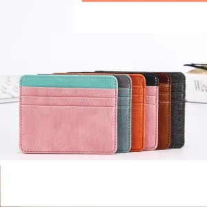 Canvas Texture Slim Purse Pu Leather Wallet Credit Card Holder Business Id Card Cover Case for Men and Women