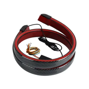 Carbon Fiber Texture LED Car Spoiler Trunk Lip Light Strip Waterproof Anti-Collision Safety Warning Lamp Universal Fit