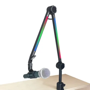 Carbon Steel RGB Microphone Stand with Cantilever Bracket, DC 5V Power Supply