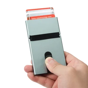 Casekey Mini Slim Metal Smart Wallet Minimalist RFID Shield Card Case Box Aluminum Pop up Business Credit Card Holder for Men