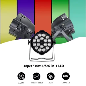 Cast Aluminum PAR Light, 18 LEDs, Full Color Wash, DMX512, Sound Activated, IP20